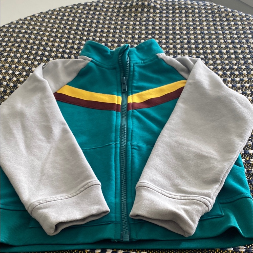 Janie and Jack Teal Jacket with Yellow and Maroon Accents
